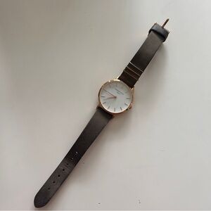 Minimal Rose Gold Case Brown Leather Women's Watch